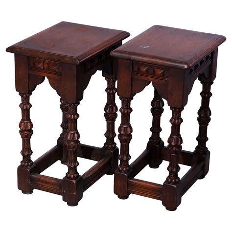 Antique English Jacobean Kittinger Style Oak Side Tables C1920 At 1stdibs