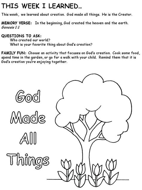 God Created Everything Coloring Page