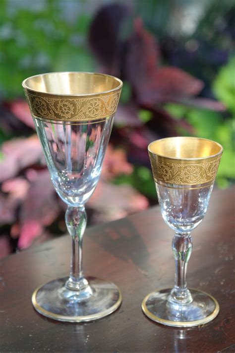 Vintage Antique Etched With Gold Rim Wine Liquor Cordial Etsy Vintage Wine Glasses Wine And