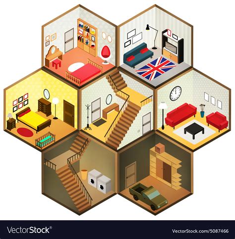 Isometric Rooms Icon Royalty Free Vector Image