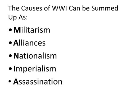 Solution Causes Of Wwi 1 Studypool