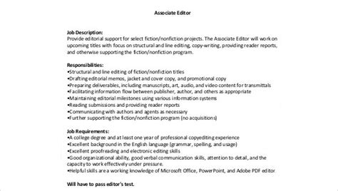 Free 8 Associate Editor Job Description Samples In Ms Word Pdf