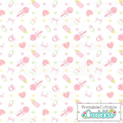Sweet Baby Girl Digital Paper Pack And Seamless Patterns Baby Scrapbook