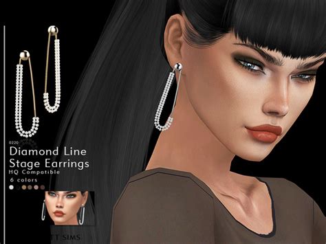 The Sims Resource Diamond Line Stage Earrings