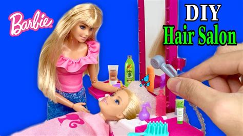 Barbie Hair Salon Barbie Doll Diy Haircut Salon Playset Review صالون باربي للشعر Youtube