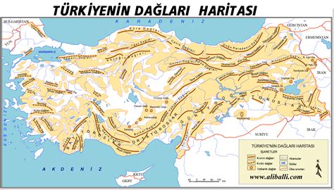Karayolları haritasını i̇ndirmek i̇çin tıklayınız. Türkiye'nin Dağları Haritası - Ali BALLI