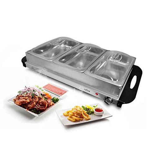 Nutrichef 3 Tray Buffet Server And Hot Plate Food Warmer Tabletop