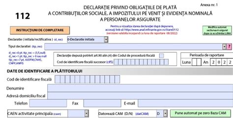 Noul MODEL de formular pentru Declaratia 112 se aplica incepand cu veniturile aferente lunii
