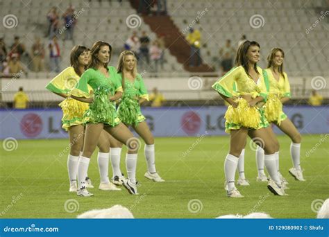 Cheerleaders Performing In Brazilian Colors Editorial Photography Image Of Cheerful Athlete