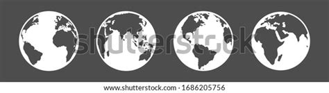 Vector Set White Silhouette Globe Icons Stock Vector Royalty Free