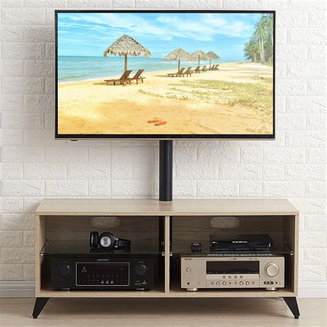 Tavr Wood Corner Tv Stand Storage Console With Swivel Mount Height