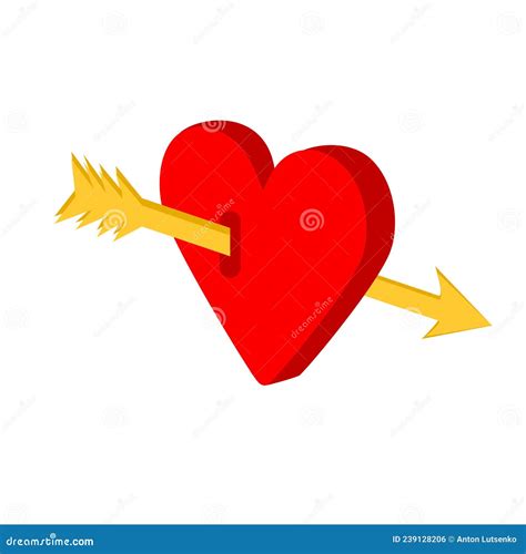 Heart Valentine Pierced With An Arrow A Symbol Of Love Stock Vector