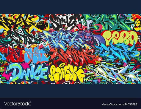 Colorful Abstract Graffiti Street Art Seamless Vector Image