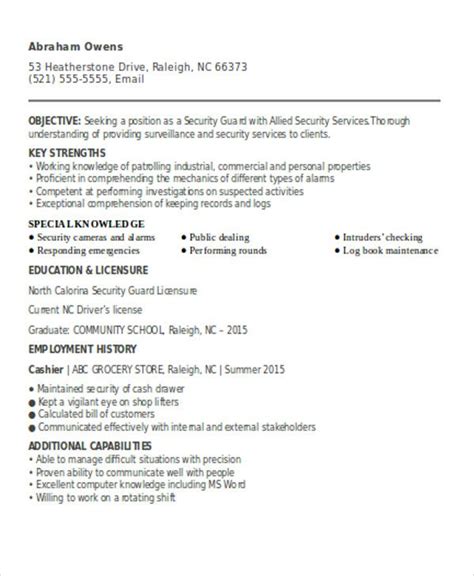Since the most important responsibility of a security guard is to secure the premise, persons and objects from any illegal actions, the client will expect applicants to have a solid track record of professionalism and competency. 10+ Security Guard Resumes - Word, PDF | Security resume, Sample resume, Resume examples