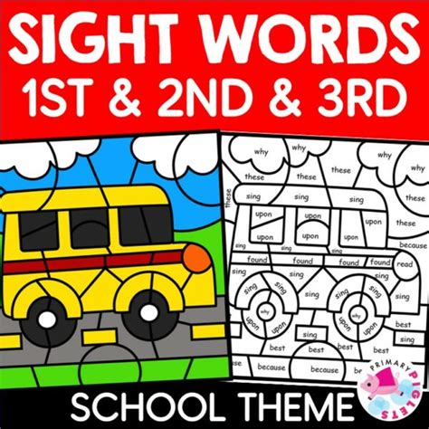 Sight Word Worksheets Back To School Color By Sight Words Grades 1 3