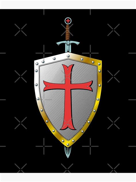 Templar Shield And Sword Knights Templar Poster By Pixelbull