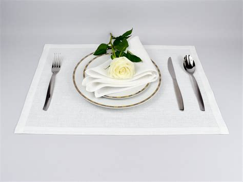 White Linen Placemats Cloth Napkins Modern Placemats WHITE Etsy