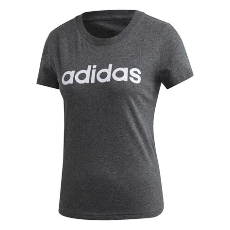 Buy Adidas Womens Essentials Linear T Shirt Dark Grey Heatherpurple Tint