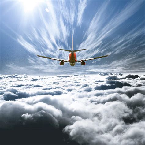 Majestic View Of Airplane Flying Above The Clouds — Speed Traveling