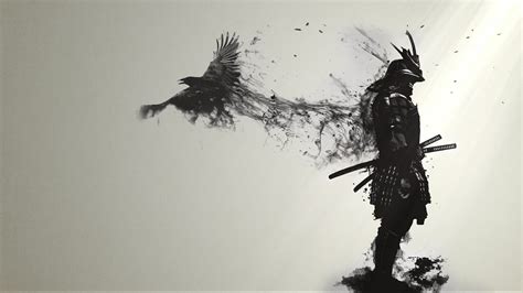 Epic Samurai With A Crow Fantasy Live Wallpaper