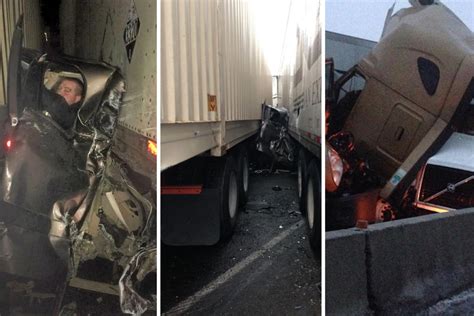 Worlds Luckiest Man Walks Away With Only Minor Cuts After Two Trucks
