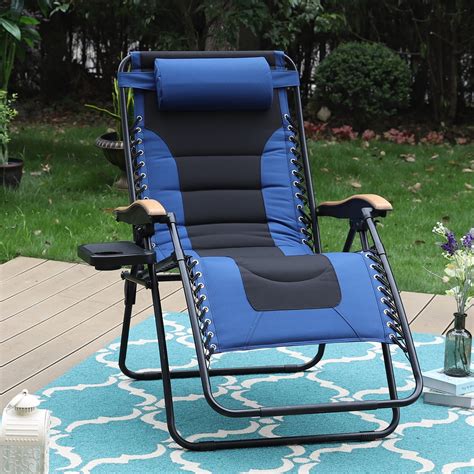 Captiva Designs Oversized Padded Zero Gravity Chair Blue