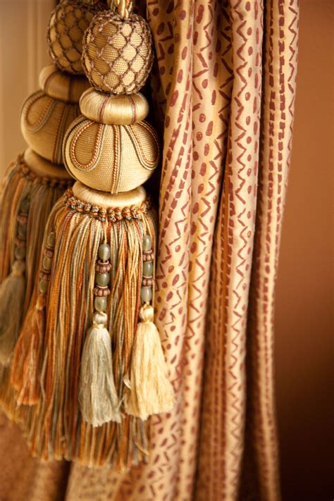 I wanted to add a little detail to my dining room chairs for christmas. drapery side panels with large tassels | Tassel curtains ...