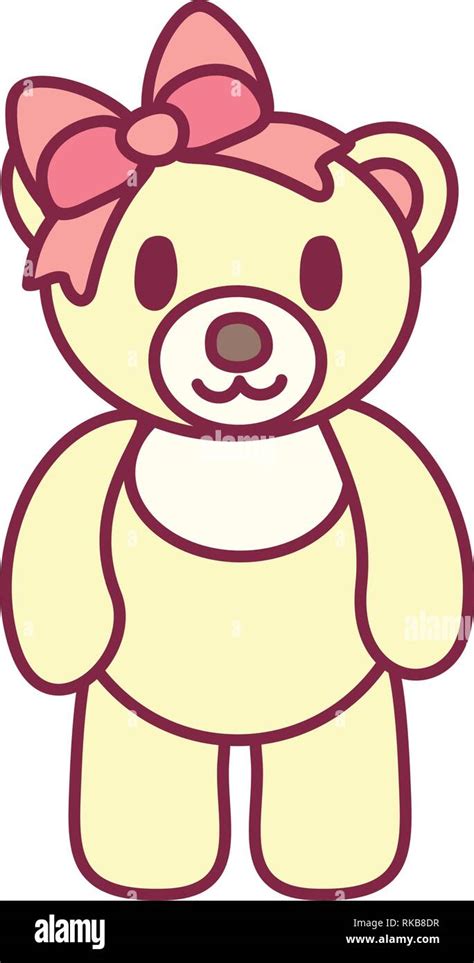 Vector Cute Little Teddy Bear With Pink Bow Stock Vector Image And Art