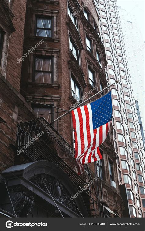 Urban Scene National American Flag Street New York Usa — Free Stock