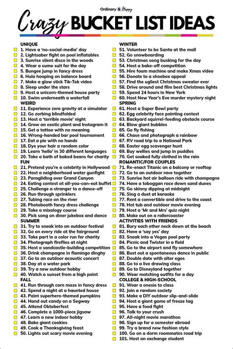 100 Crazy Bucket List Ideas Crazy Bucket List Bucket List Book