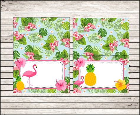 Flamingo Food Labels Instant Download Pineapple Tent Cards Etsy