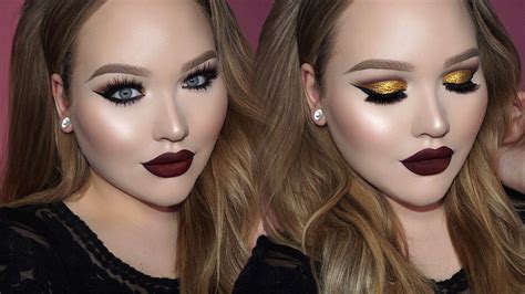 Dramatic Gold Cut Crease Seductive Vampy Lips Makeup Nikkietutorials