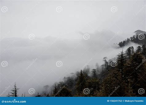 View Of Mountain Slopes In The Fog Stock Photo Image Of Skyline