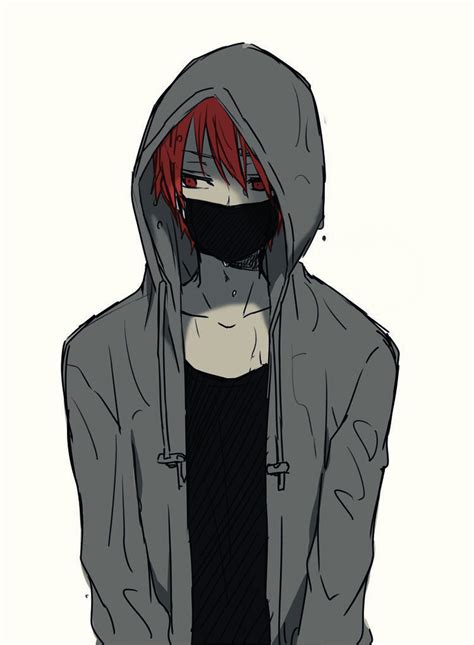 Anime Boy Drawing Hoodie Mask