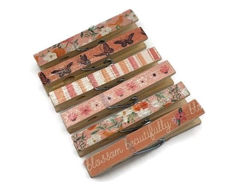 Altered Clothes Pins Decorative Clothespins In Sweet Peach Etsy