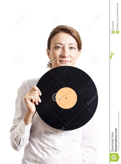 woman holding vinyl record stock image image of hand 61746435