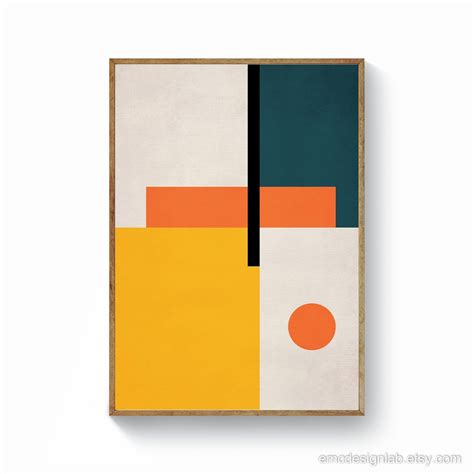 Abstract Mid Century Wall Art Abstract Geometric Yellow Etsy In 2020