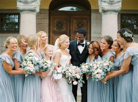 Bridesmaids In Powder Blue Interracial Marriage Interracial Wedding