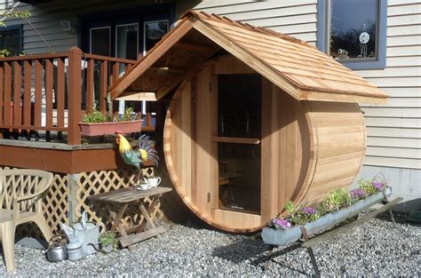 Barrel Sauna With Added Roof ♥ Barrel Sauna Urban Backyard Backyard