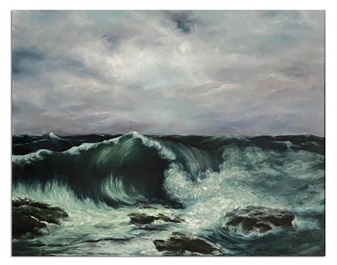 Storm Painting Original Art Ocean Artwork Wave Seascape Wall Etsy