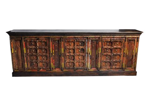 Impressive Indian Sideboard With Beautiful Colors And Carvings At 1stdibs
