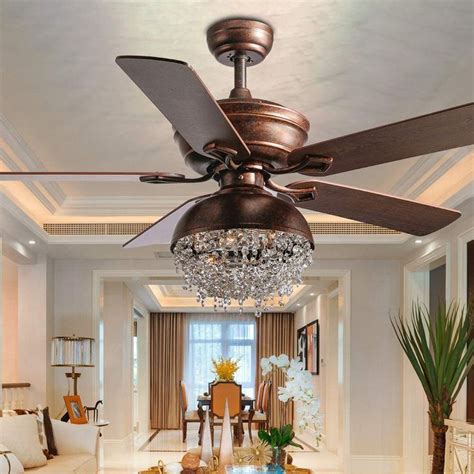 Amazonsmile Rs Lighting Rustic Crystal Ceiling Fan Chandelier 52 Inch