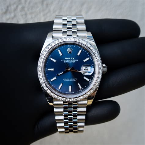 Rolex Datejust 41 Oystersteel Jubilee Blue Dial Custom Diamond