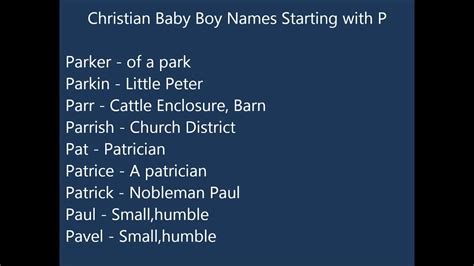 In christianity, believers believe in christ. Christian Baby Boy Names P - YouTube