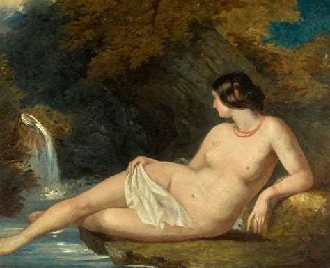 Etty William Reclining Female Nude By A Waterfall Mutualart