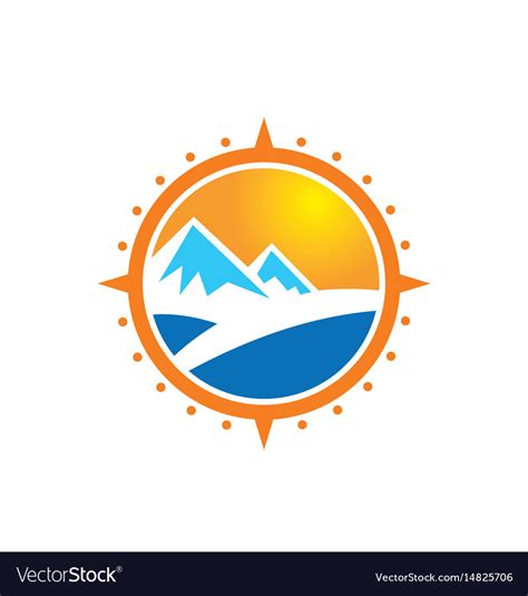 Mountain Adventure Compass Logo Royalty Free Vector Image