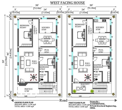 G1 West Facing 30x50 Sqft House Plan Download Now Free Cadbull
