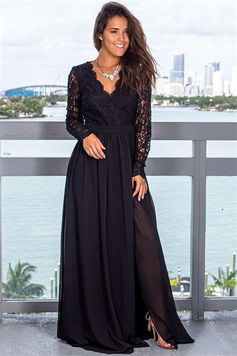 Black Maxi Dress with Long Sleeves | Maxi Dresses - Saved by the Dress