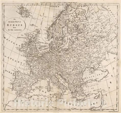 Historic Map 1795 Accurate Map Of Europe Vintage Wall Art Europe