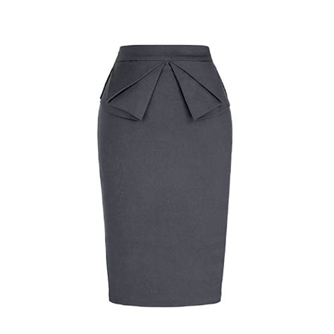 Classic Gray Pencil Skirt With A Charming 1940s Style Peplum